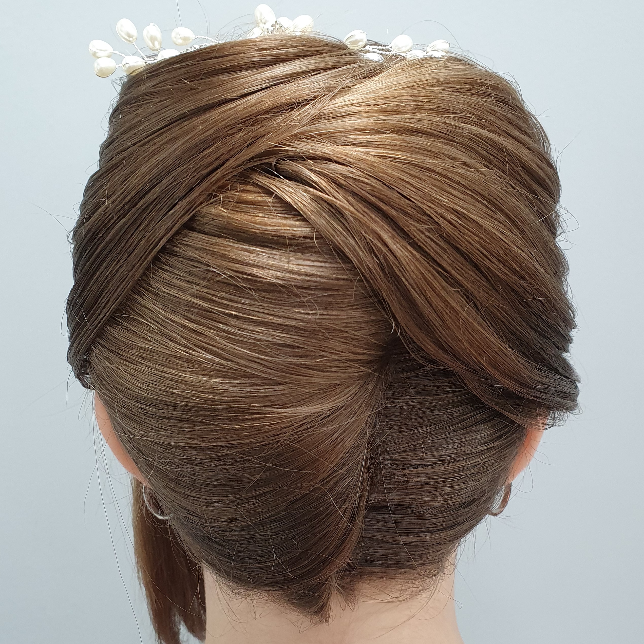 Voluminous textured updo with pearl and crystal vine, Hair Gallery Crowborough