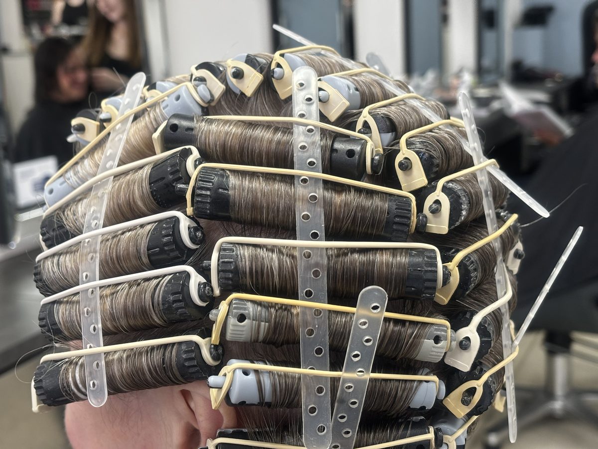 Perm rods being applied at Hair Gallery, Crowborough