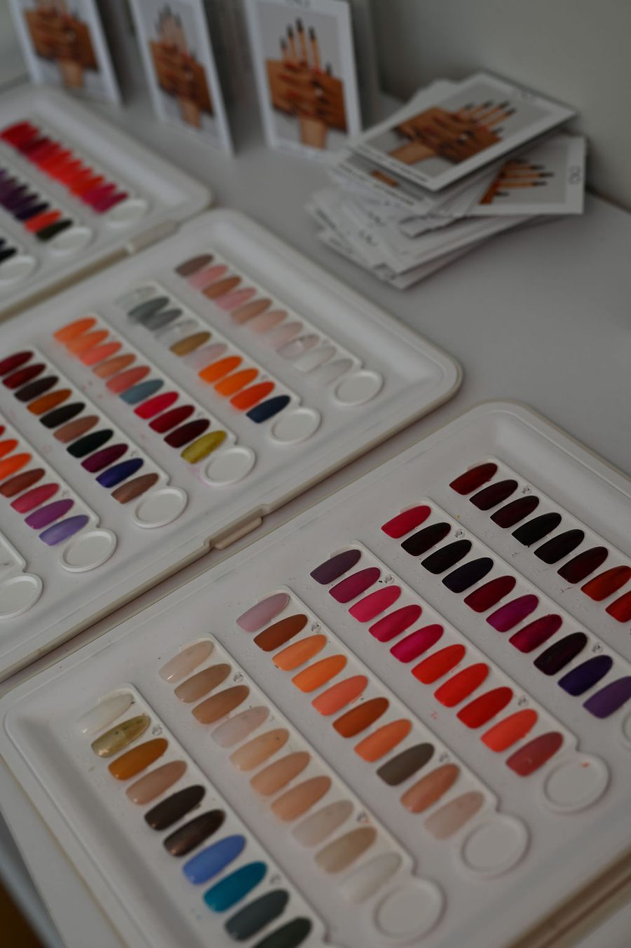 Nail colour options at The Gallery Day Spa