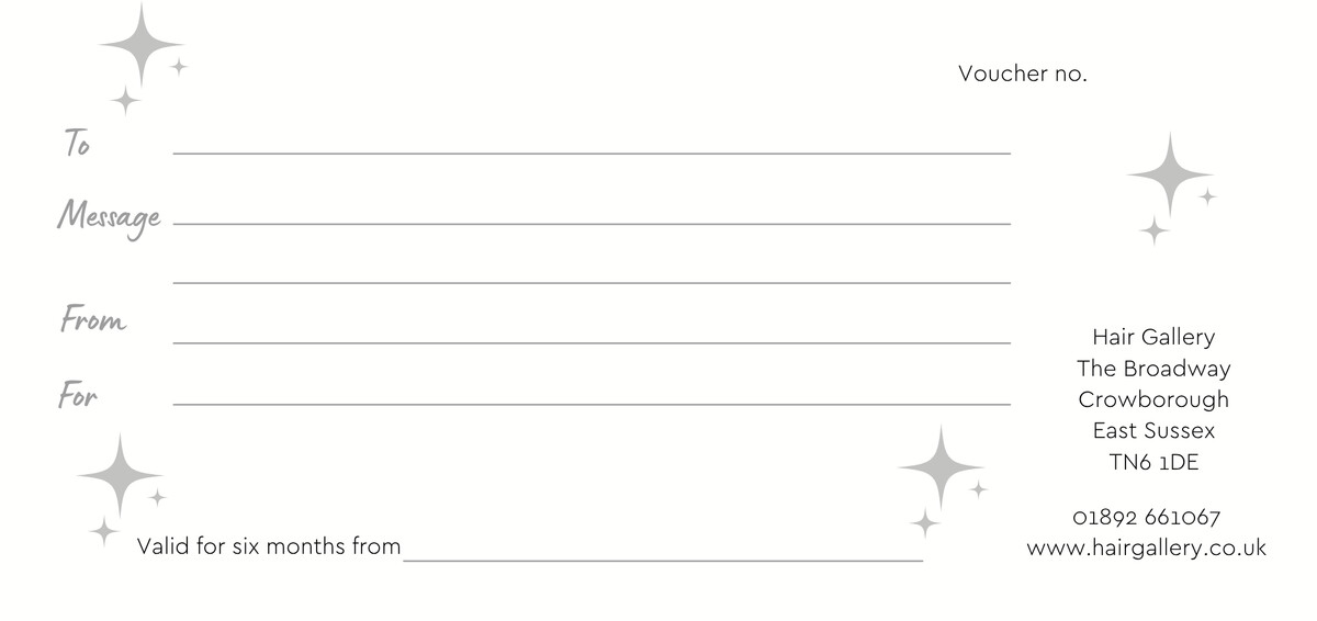 Hair Gallery gift voucher — inside