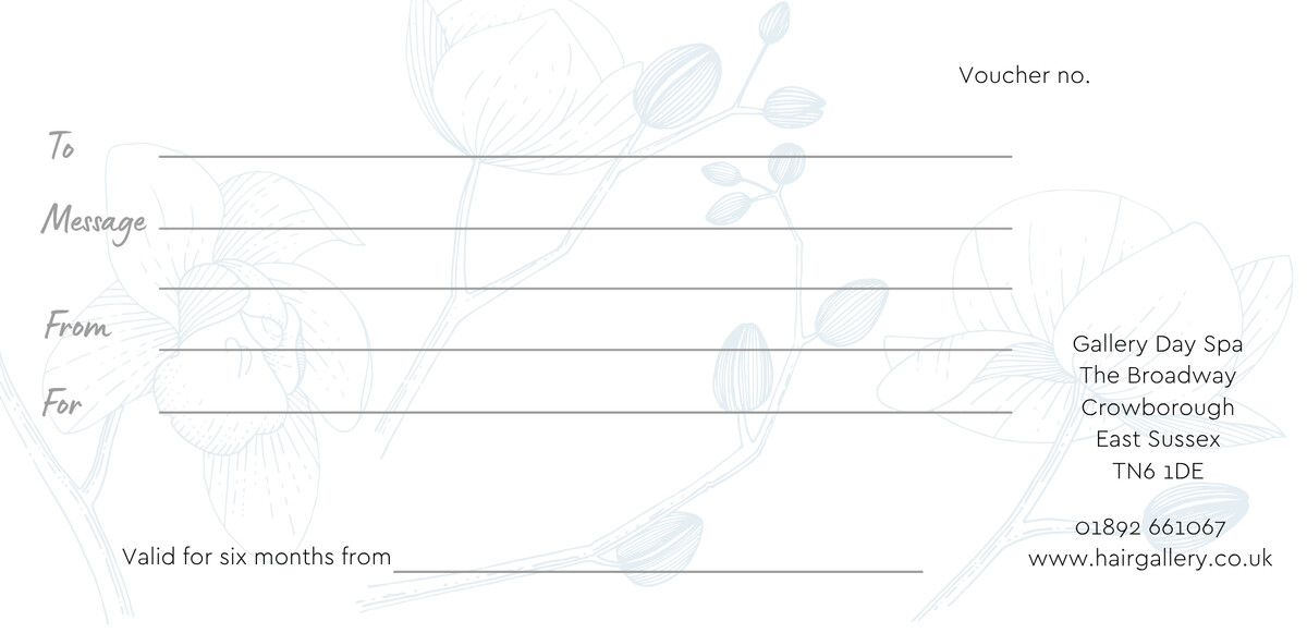 The Gallery Day Spa gift voucher — inside